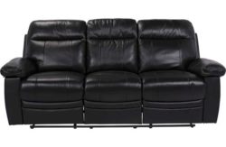 HOME Bruno Large Leather Eff Manual Recliner Sofa - Black